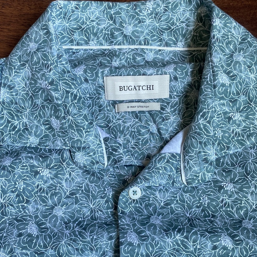 Bugatchi Men's Light Blue Patterned Shirt - Picture 4 of 10